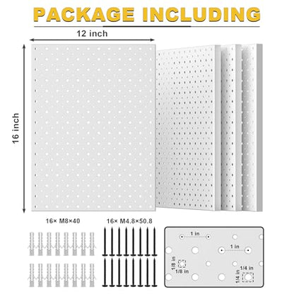 Ultrawall Metal Pegboard Panels, Pegboard Wall Organizer, Gray Peg Boards - color: Gray, size: 16x12"- 4 Pcs