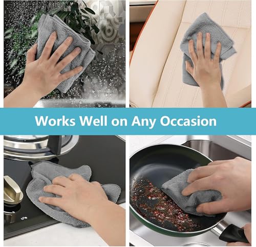 HOMEXCEL 100PK Microfiber Cleaning Cloth, Cleaning Rag for Home, 11.5x11.5 - color: Grey
