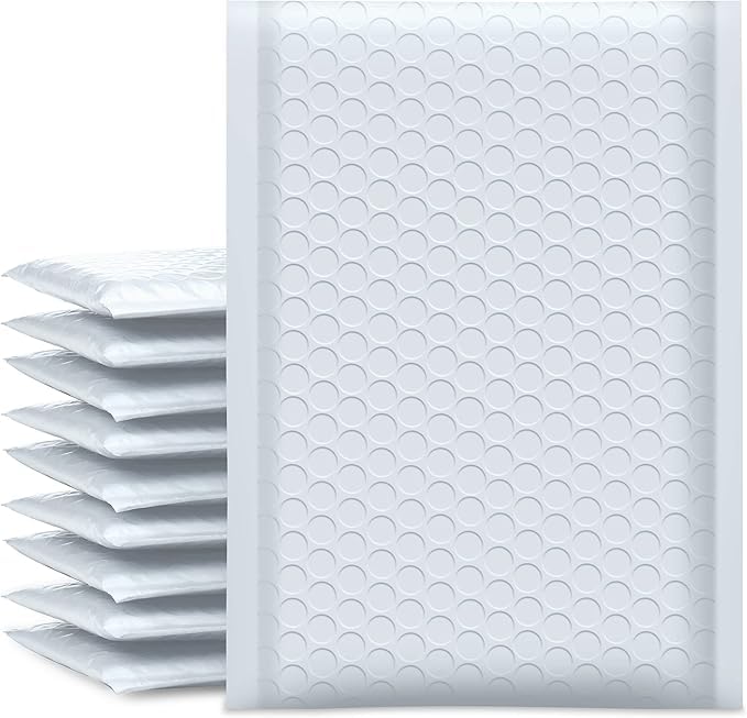 Koja Extra Thick Padded Bubble Mailers, 5x8.6 in, 50-Pack, White - color: White, size: 5 x 8.6" 50-Pack