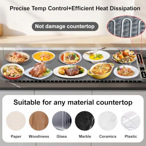 Extra Large Warming Mat for Food XXL 40X15” Parties Buffet Food Warmer 550W - size: Grey-XXL 15*40in