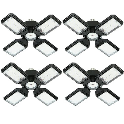 4-Pack LED Garage Light,150W Deformable Garage Ceiling Lights,15000LM, 4 Adjustable Panels, E26/E27 Shop Lights for Basement, Barn, Workshop,High Bay Light - size: 4+1P 4Pack/F