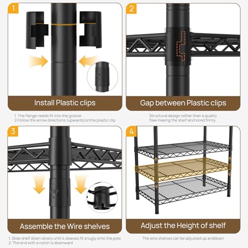 Golpart Heavy Duty Clothing Rack with Adjustable Shelves Clothes Wardrobe - color: Black, size: 15"DX(70-87)"WX74.5"H