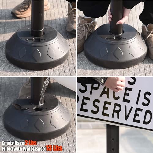 Sign Post Holder and Water-Fillable Base Set, Black, 6 Pack