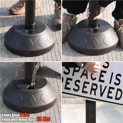 Sign Post Holder and Water-Fillable Base Set, Black, 6 Pack