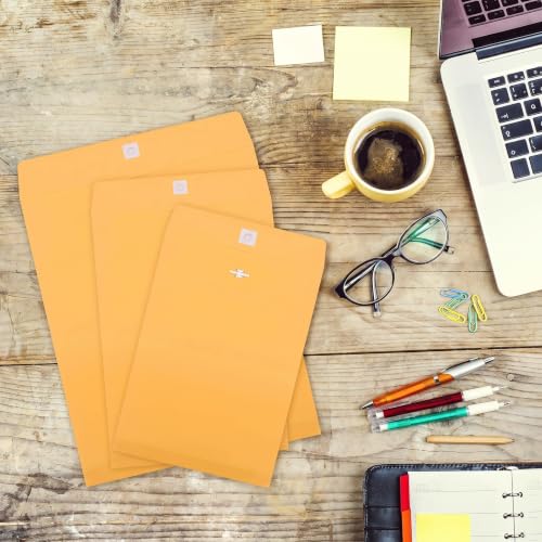 Frienda 50 Pcs 4 Sizes Clasp Envelopes Kraft Clasp Envelope, Yellow - color: Yellow, size: 6 x 9 In, 9 x 12 In, 10 x 13 In, 12 x 15.5 In