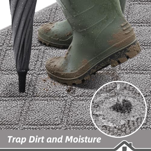 BEQHAUSE Dirt Trapper Door Mat 24" x 36" Non-Slip Washable, Grey - color: Grey, size: 32" X 48" (Rectangular)