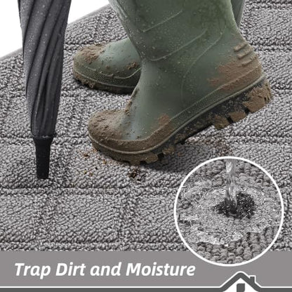 BEQHAUSE Dirt Trapper Door Mat 24" x 36" Non-Slip Washable, Grey - color: Grey, size: 24" X 36" (Rectangular)