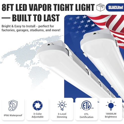 8FT LED Vapor Tight Light 120W/100W/80W,3/4/5000K CCT, ETL 2Pack - size: 8FT (2-Pack)