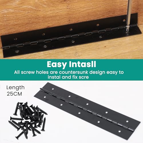 2Pcs 10inch Black Heavy Duty Continuous&Piano Hinges - size: 10"-2PACK