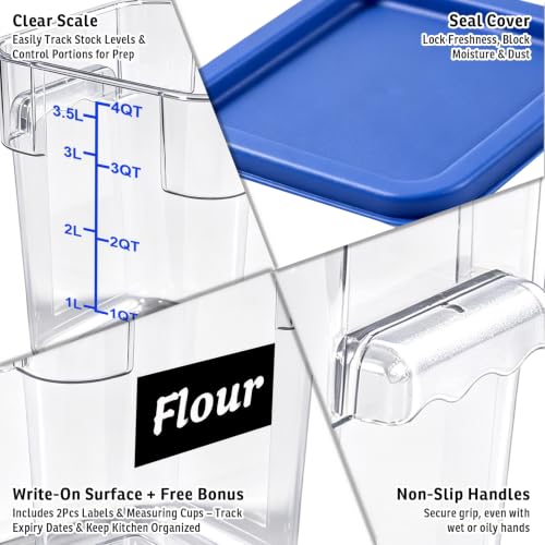2 Pack 4QT Commercial Clear Food Storage Containers with Lid, NSF - color: Blue, size: 4Qt-2 Pack