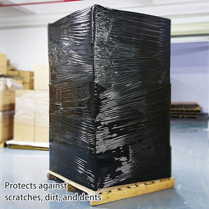 CHUANGSEED Black Stretch Film 12‘’ x 1000 Feet 4-Pack 80 Gauge Industrial Strength Shrink Film with Plastic Handle,Durable Self-Adhesive Plastic Wrapping for Moving,Shipping - color: Black, size: 4 PACK