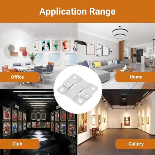 16Pcs Stainless Steel Interlock Hanging Buckle,Flush Concealed Mount Brackets Stainless Steel Z Clip Bracket Interlock Hanging Buckle Mountain Buckle for Picture Display Art Gallery (S2, Sliver) - color: Silver, size: Small With Screws