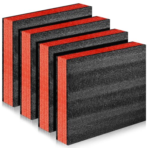 Treela 4 Pcs Red and Black Customizable Polyethylene Foam Sheets 16x12x2"
