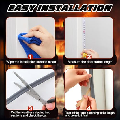 4 Pcs Adhesive Fire/Smoke Door Gasket Seal, 0.5" W X 0.25" H X 20' L, Grey - color: Gray, size: 0.5" W X 0.25" H X 20' L