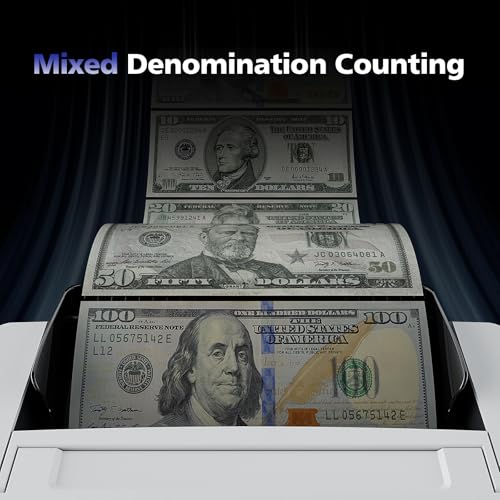 N71 Money Counter Machine Mixed Denomination, Dual-Display Mixed Denomination Value Counting Machine with CIS/UV/MG/IR/DD Counterfeit Detection, Multi-Currency for Business & Retail, 3-Year Protection