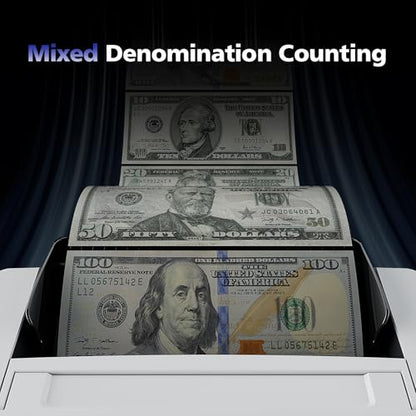 N71 Money Counter Machine Mixed Denomination, Dual-Display Mixed Denomination Value Counting Machine with CIS/UV/MG/IR/DD Counterfeit Detection, Multi-Currency for Business & Retail, 3-Year Protection