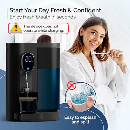 Automatic Mouthwash Dispenser for Bathroom: 20.3Oz Mouth Wash Dispensers with Magnetic Cup Holder, 4 Levels, Wall Mounted, Electric Auto Mouthwash Dispenser for Kids Adults (Black) - color: Black