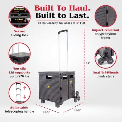dbest Products Quik Cart Elite Stair Climber Rolling Crate - Black - color: Black, style: Elite Stair Climber