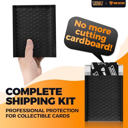 Ding Defend Card Shipping Protector Envelope Bubble Mailer Kit with 110 Card Shipping Protectors (3.5x4.5 Inches), 55 Bubbles Mailers, 250 Tape Seals for Collectible Cards - Black - color: Black - 3.5'' x 4.5''