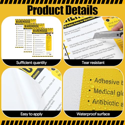 3 Pcs Workplace Safety Rules Poster, Warehouse - style: Warehouse