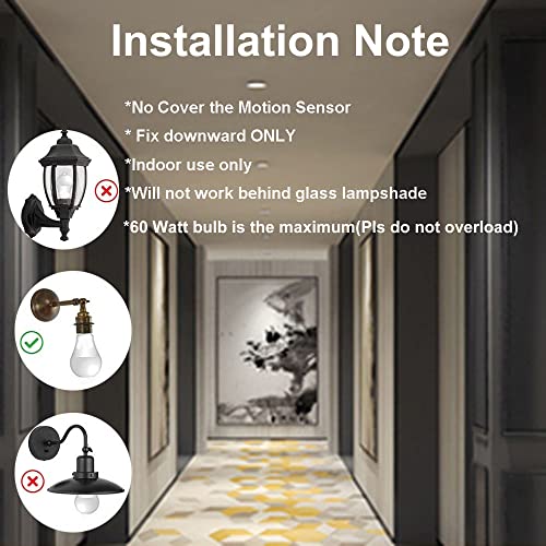 LPHUMEX 3pcs Motion Sensor Light Sockets, E26/E27 Screw in Motion Sensor Sockets for Existing Lights, Dusk and Dawn Auto Lights Motion Detector Indoor for Front Door Porch Garage Closet