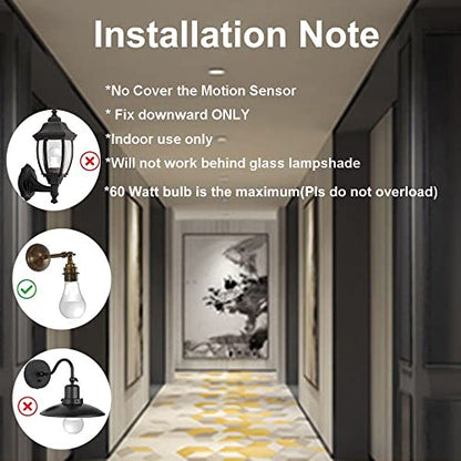 LPHUMEX 3pcs Motion Sensor Light Sockets, E26/E27 Screw in Motion Sensor Sockets for Existing Lights, Dusk and Dawn Auto Lights Motion Detector Indoor for Front Door Porch Garage Closet