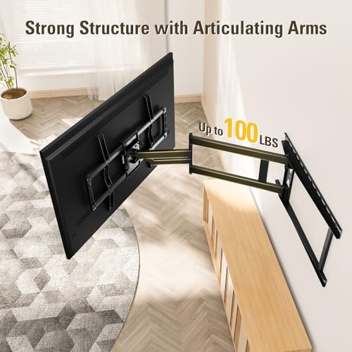 Mounting Dream Long Arm TV Wall Mount for Most 37-75 Inch TVs up to 100lbs - size: For 37"-75" TV, 24" Studs