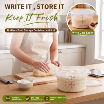 Ziliny 1 Pcs 2 Qt Translucent Dough Proofing Container with Lid, White - color: White,Translucent, size: 2 Qt