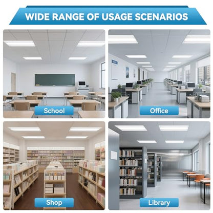 8Pack 2x4 LED Troffer Center Basket Panel,5 Color Tunable 3500K/4000K/5000K,Watt Adjustable,50W/60W/72W-Up to 10800 Lumens,0-10V Dimmable Recessed Back-Lit Drop Ceiling Light,ETL Qualified - size: 2x4 8Pack