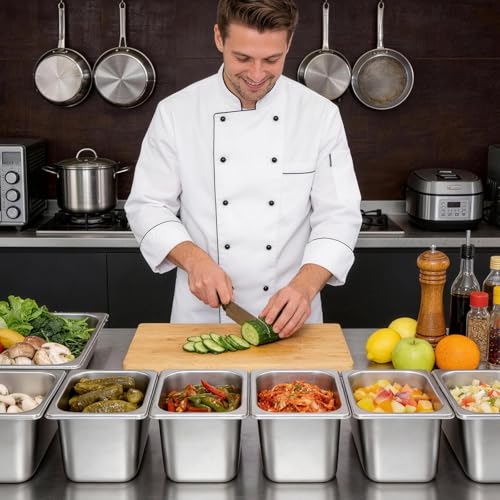 Dyna-Living Hotel Pans 1/6 Size 6 Inch Deep Food Pan 6 Pack Steam Table Pan - color: Without Lids, size: 6 Inch Deep