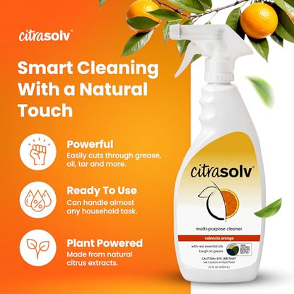 Citra Solv Natural Multi Purpose Spray Cleaner, Valencia Orange, 22 Ounce (Pack of 6) - size: 22 Fl Oz