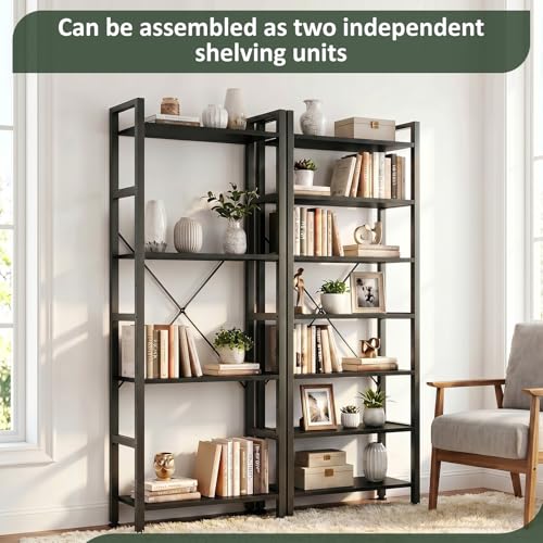 Triple Bookshelf, Free Standing Bookcase with Open Storage Shelves - color: Classic Black, size: 11 Tier