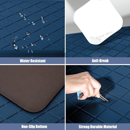 Cushioned Kitchen Mat 2 PCS, Anti Fatigue Kitchen Rugs, Heavy Duty Non-Skid, Ergonomic Comfort Foam Kitchen Floor Mat for Home, Office, Sink, Laundry, Blue - color: Blue
