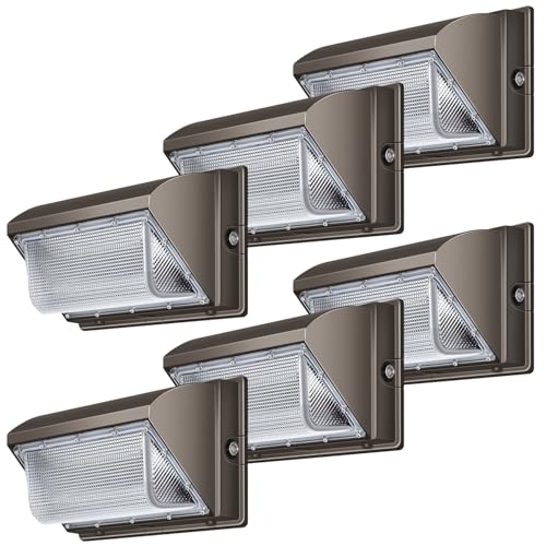 LED Wall Pack Lights Outdoor Dusk to Dawn Photocell 800W Eqv Bright 18000LM LED Exterior Buildings Security Lighting 5000K 120W LED Flood Wall Light 100V-277V IP65 Waterproof for Yard 6 Pack - size: Large/120/with photocell-6Pack