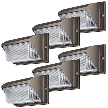 LED Wall Pack Lights Outdoor Dusk to Dawn Photocell 800W Eqv Bright 18000LM LED Exterior Buildings Security Lighting 5000K 120W LED Flood Wall Light 100V-277V IP65 Waterproof for Yard 6 Pack - size: Large/120/with photocell-6Pack