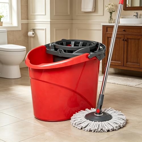 2.5 Gallon Mop Bucket with Built-in Wringer, Easy-Pour Cleaning Bucket