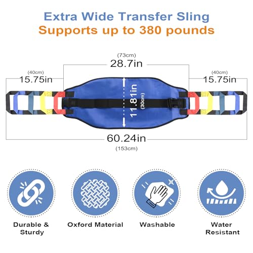 Transfer Sling, Transfer Belt for Elderly, Gait Belts for Seniors - color: Blue 1