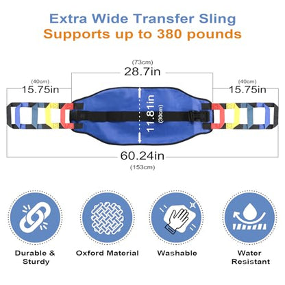 Transfer Sling, Transfer Belt for Elderly, Gait Belts for Seniors - color: Blue 1