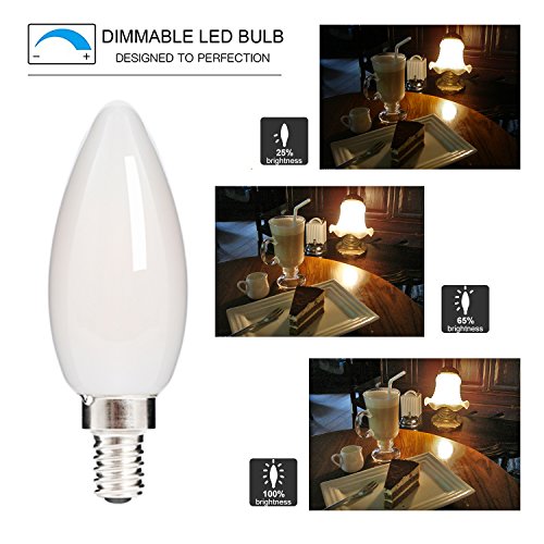HOLA E12 LED Candelabra Chandelier Light Bulb Dimmable, 2700K 4.5W 6 Pack - color: Warm E12-2700k