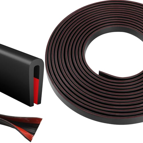 Silicone Edge Trim Self-Adhesive U Channel Silicone Edge Trim Edge Protector for Sheet Metal (Black, Fit 1/16" - L 20') - color: Black, size: Fit 1/16" - L 20'