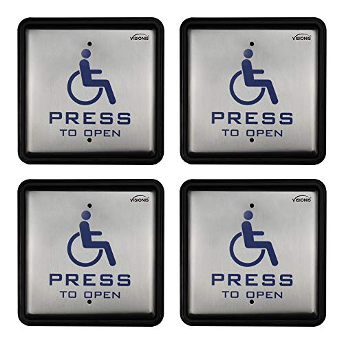 Visionis VIS-7039 Wired Handicap Push to Exit Button, Back Box, 4 Pack - size: Pack of 4