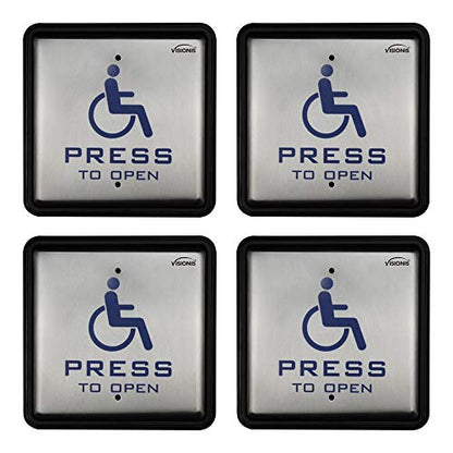 Visionis VIS-7039 Wired Handicap Push to Exit Button, Back Box, 4 Pack - size: Pack of 4