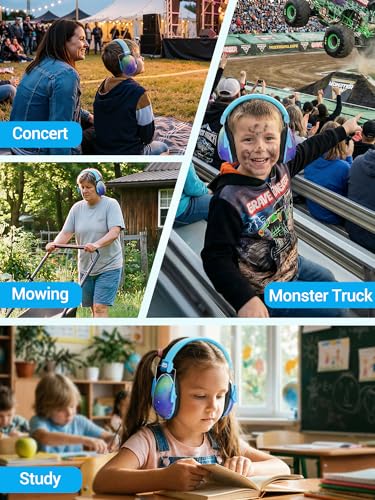 Dr.meter Monster Jam Ear Protection for Kids, Earmuffs for Noise Reduction - color: Print Aurora