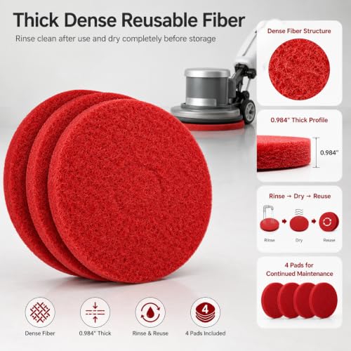 4-Pack 437.055 12-Inch Red Polish Pads for Oreck ORB550MC