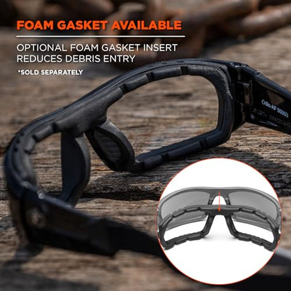 Ergodyne Skullerz ODIN Safety Glasses Sunglasses, Impact Resistant Z87.1+ - color: Black Frame, Silver Mirror Lens
