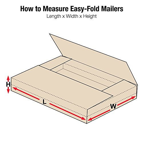 BOX USA Kraft Easy-Fold Corrugated Cardboard Mailing Boxes, 10 1/4" x 8 1/4" x 1 1/4",Pack of 50, Crush-Proof, For Shipping, Mailing and Storing - color: Kraft