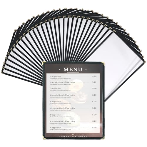 Menu Covers 8.5 x 11, 30 Pack Clear PVC Restaurant Sleeves - size: 8.5" x 11", 1 Page 2 View