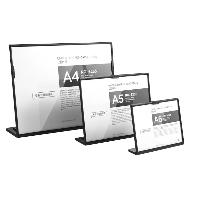 ABS Plastic Sign Holder (Horizontal Black A6 148×105mm/5.83×4.13 inches)
