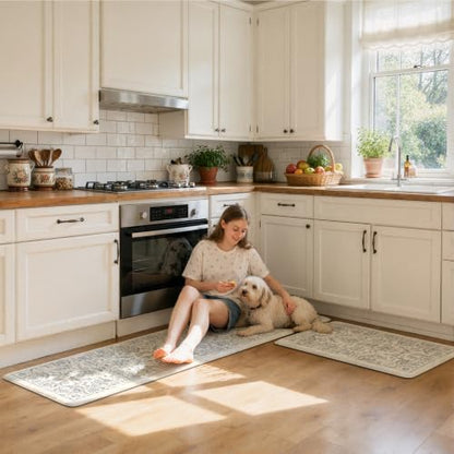 KIMODE Kitchen Floor Mats Cushioned Anti Fatigue Rugs Sets of 2 - color: Multi-blue, size: 20"x71"+20"x32"--0.47 inches