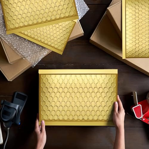 Fuxury Gold Bubble Mailers 6x10" 300 Pack, Thick Metallic Bubble Envelopes - color: Gold, size: 6x10" 300PC